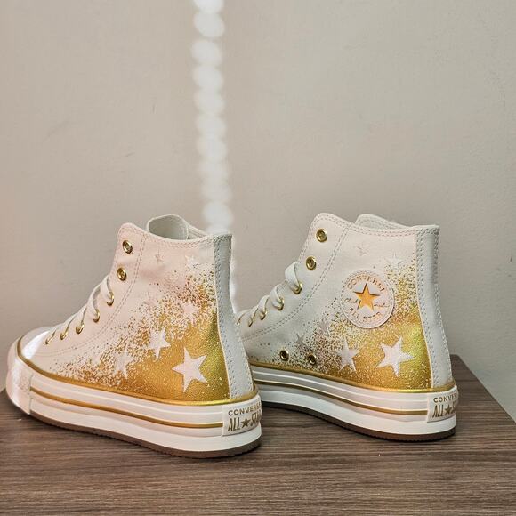 Converse Women's CTAS Eva Lift Hi Tops Size 6.5 White/Gold NWT - Picture 8 of 10